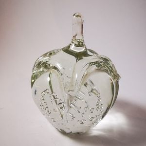 Vintage Clear Art Glass Strawberry Paper Weight
